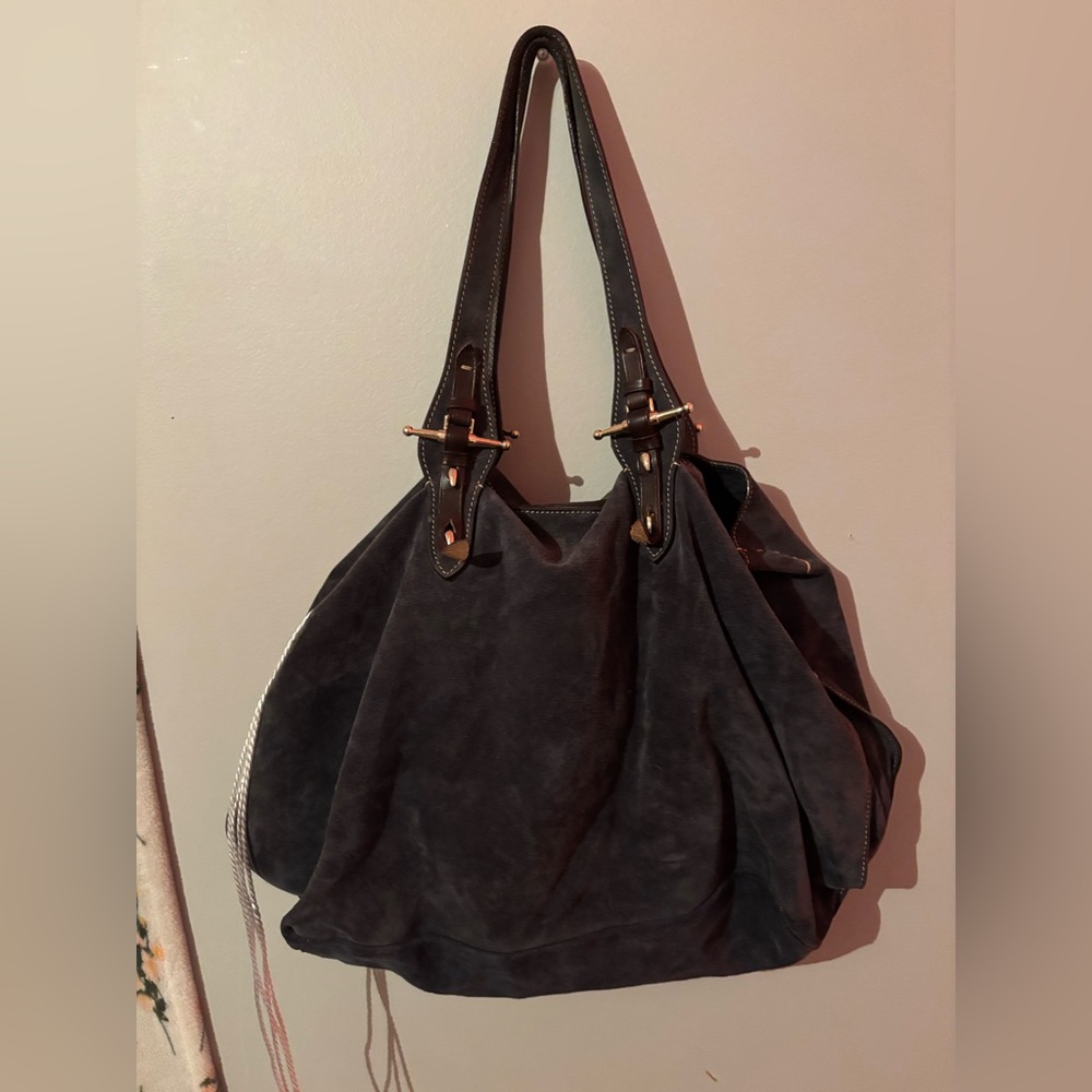 Dooney & Bourke Blue Tote Bag with Leather Accents